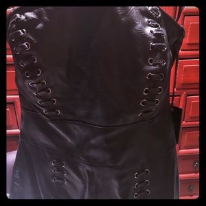 Strapless leather romper- Bebe